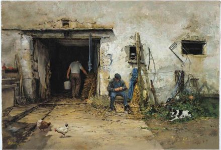 Man Peeling Potatoes, by Clark Hulings