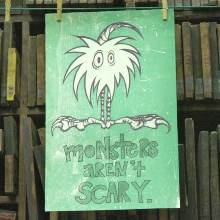 Poster advertising Monsters Aren't Scary by Bethany Taylor