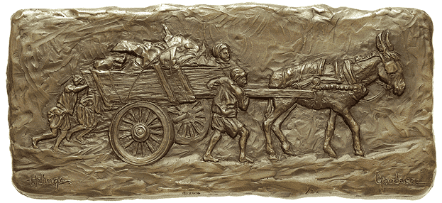 Helping to Push - Bas-Relief