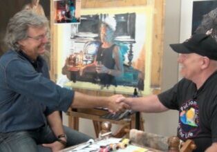 Artist Barry McCain and Colour in Your Life Producer Graeme Stevenson collaborate in the studio.