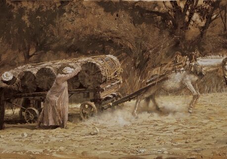 Burros Pulling Logs At Aswan, Clark Hulings
