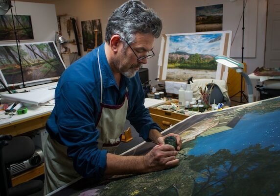 Jonathan Keeton Painting In His Studio